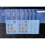 Collection of Great Britain Coins. Ten books, partly filled, comes with carry bag.