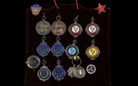 A Fine Collection of Hallmarked Sterling Silver and Enamel Medals ( 17 ) Medals In Total. Most of