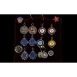 A Fine Collection of Hallmarked Sterling Silver and Enamel Medals ( 17 ) Medals In Total. Most of