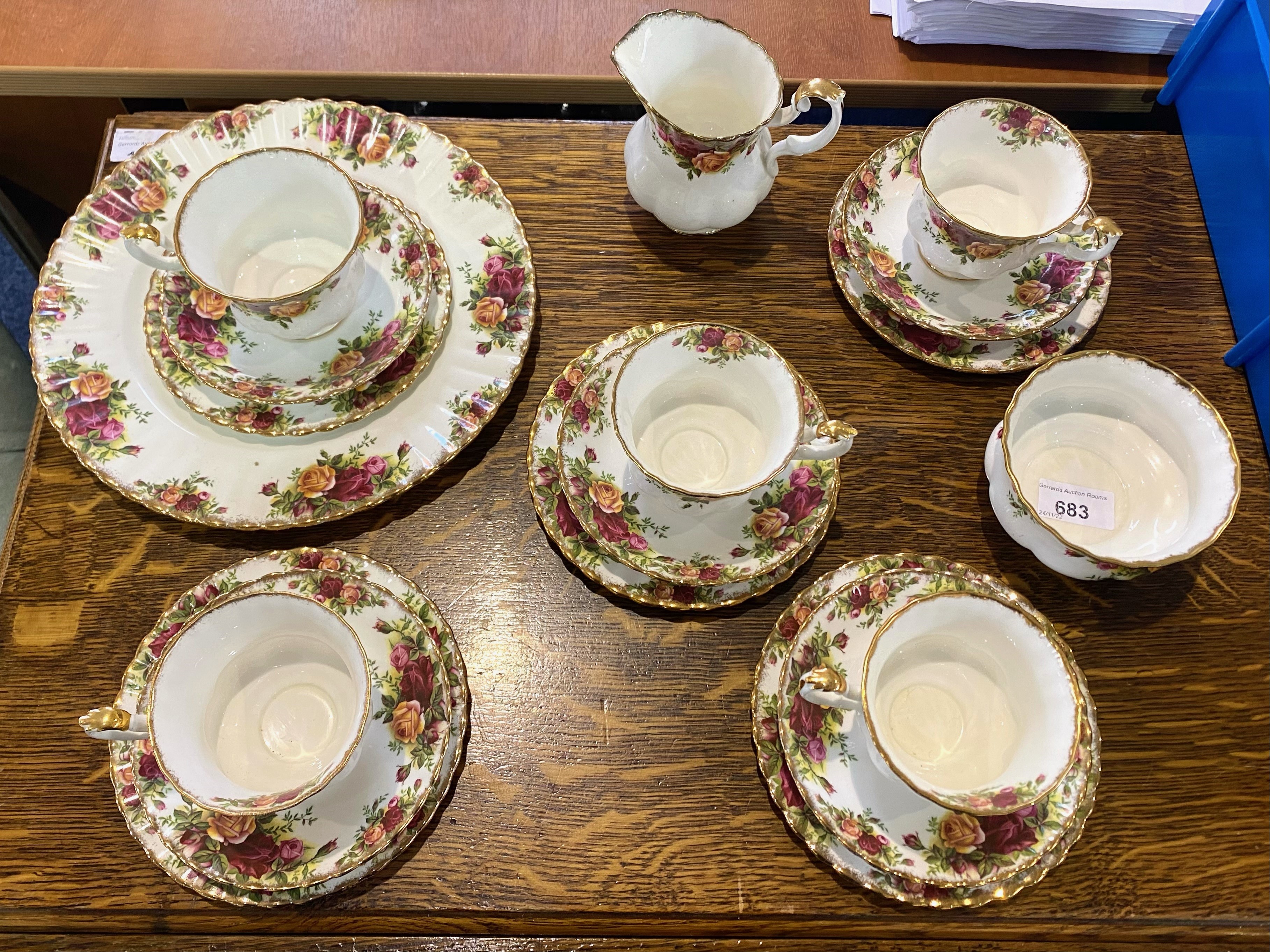 A Royal Albert Old Country Roses Tea Service comprising, one dinner plate, five cups and saucers, - Image 2 of 3