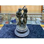 Bronze Figural Group 'The Harvest Dance', raised on a stepped plinth. Depicts a man and lady