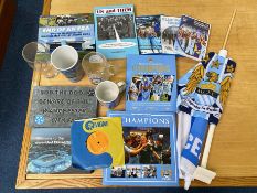 Manchester City Interest - Two Boxes of Manchester City Ephemera, including books, DVDs, flags, '