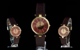 Cartier - Paris Ladies Gold on Silver Quartz Wrist Watch ( 20 Microns ) Ref No 17 - 089620, With