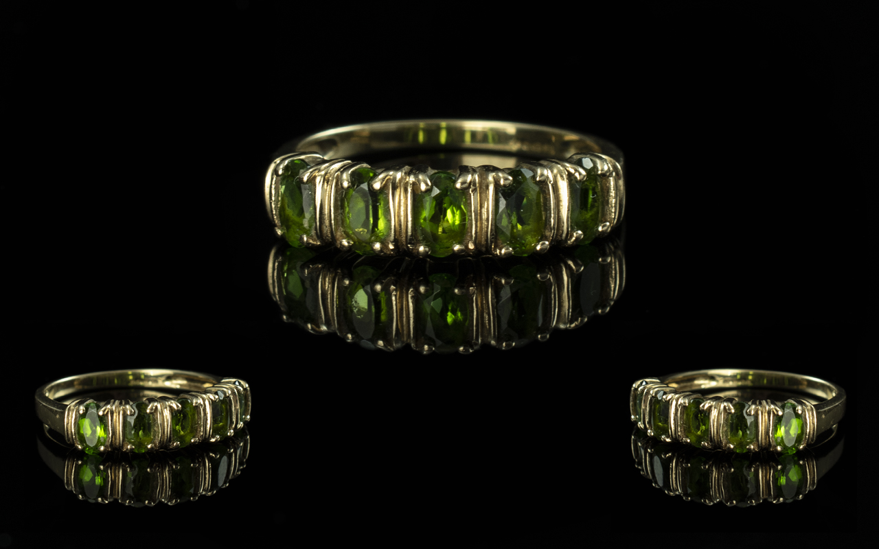 Ladies - Attractive 9ct Gold 5 Stone Peridot Set Dress Ring. Fully Hallmarked to Shank. The