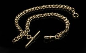 Antique Period Superb Quality 9ct Gold Double Albert Chain with diamond cut link design with T-