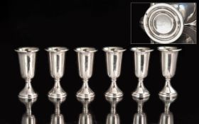 Web - Silver Company Set of Six Sterling Silver Drinking Tots. Marked Sterling. All with Gilt