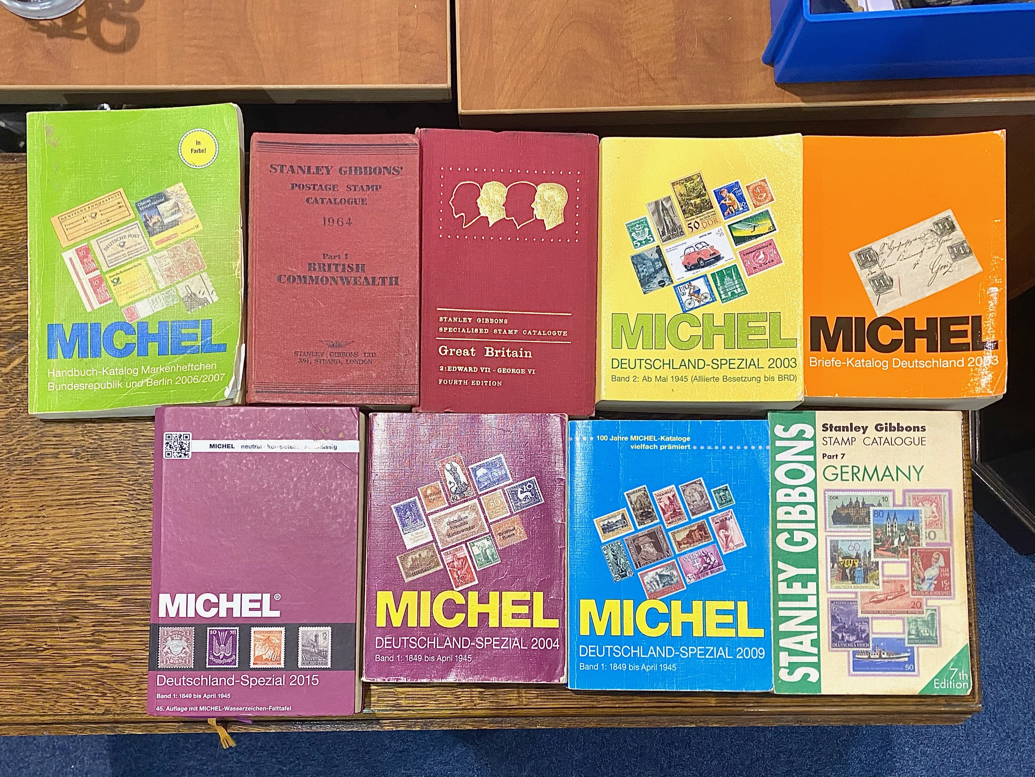 Stamp Interest - Box of Michel Stamp Catalogues, German, Seven in total, together with Stanley