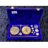 Boxed Set of Vintage Brass Jeweller's Weights, complete set in velvet lined box.
