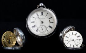 Victorian Period Large & Heavy Sterling Silver Open Faced Pocket Watch - English Lever. Hallmark