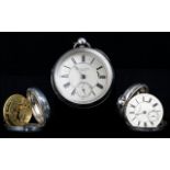 Victorian Period Large & Heavy Sterling Silver Open Faced Pocket Watch - English Lever. Hallmark