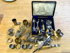 Collection of Silver Plated Ware, to include match strikers, pheasants, napkins, fruit knife,