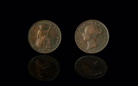 Victorian 1845 Half Penny, rare key date.