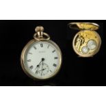 American Watch Co. Waltham Keyless Gold Filled Open Faced Pocket Watch. Guaranteed to be of gold