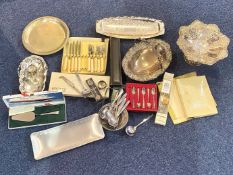 Large Collection of Silver Plated Items - Comprising of Boxed Cutlery, Cheese Knife & Pie Slice,