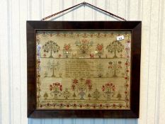 19th Century Tapestry Depicting Trees & Flowers Dated 10th October 1839 - Mary Ann Harris Finished