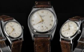 Everite - King Gents Steel Cased Mechanical Wrist Watch. c.1950's. With Tan Leather Watch Strap.