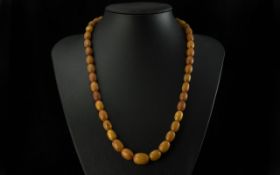 1930's Superb Butterscotch Amber Beaded Necklace, Well Matched / Superb Colour. Length 20 Inches -