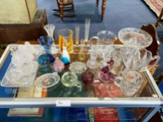 A Collection Of Assorted Glassware including coloured glass, comprising,dressing table set, assorted