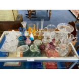 A Collection Of Assorted Glassware including coloured glass, comprising,dressing table set, assorted