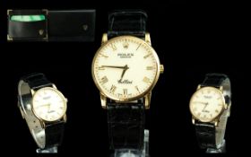 Rolex - Cellini Gents Signed 18ct Gold Cased Wrist Watch, With Original Rolex Signed Watch Strap.