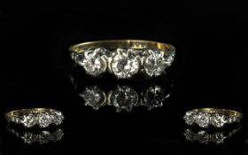 18ct Yellow - Attractive 3 Stone Diamond Ring. Marked 18ct to Interior of Shank. The Three Round