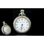 Illinois Washington Watch Co Large and Impressive Steel Cased, Keyless, Open Faced Pocket Watch -