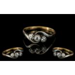 9ct and Platinum 3 Stone Diamond Ring, marked 9ct and platinum to interior of shank. The diamond