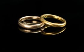 22ct Gold Wedding Band. Ring Size K. Gold Weight 4,1 grams. + One Other Gold Coloured Wedding