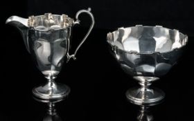 Walker and Hall Superb Quality Sterling Silver Matched Sugar Bowl and Milk Jug, Excellent Design and