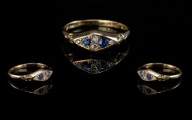 Antique Period 18ct Gold Sapphire and Diamond Set Ring of good design and quality, fully