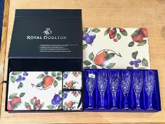 Royal Doulton Boxed Set of Finest Crystal Champagne Flutes, set of six as new condition, together