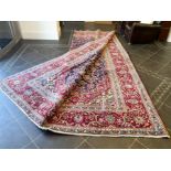 Large Blue Ground Persian Kashan Carpet, multi coloured with central floral medallion design.