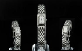 Ladies Longines Stainless Steel and Diamond Watch, the diamonds, set in the bezel, of superb