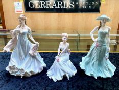 Two Large Royal Worcester Figures and One Coalport Figure, one Royal Worcester titled 'With All My