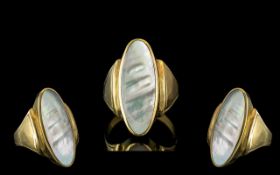 A Large and Impressive 9ct Gold Mother of Pearl Set Statement Ring of Pleasing Proportions. Full