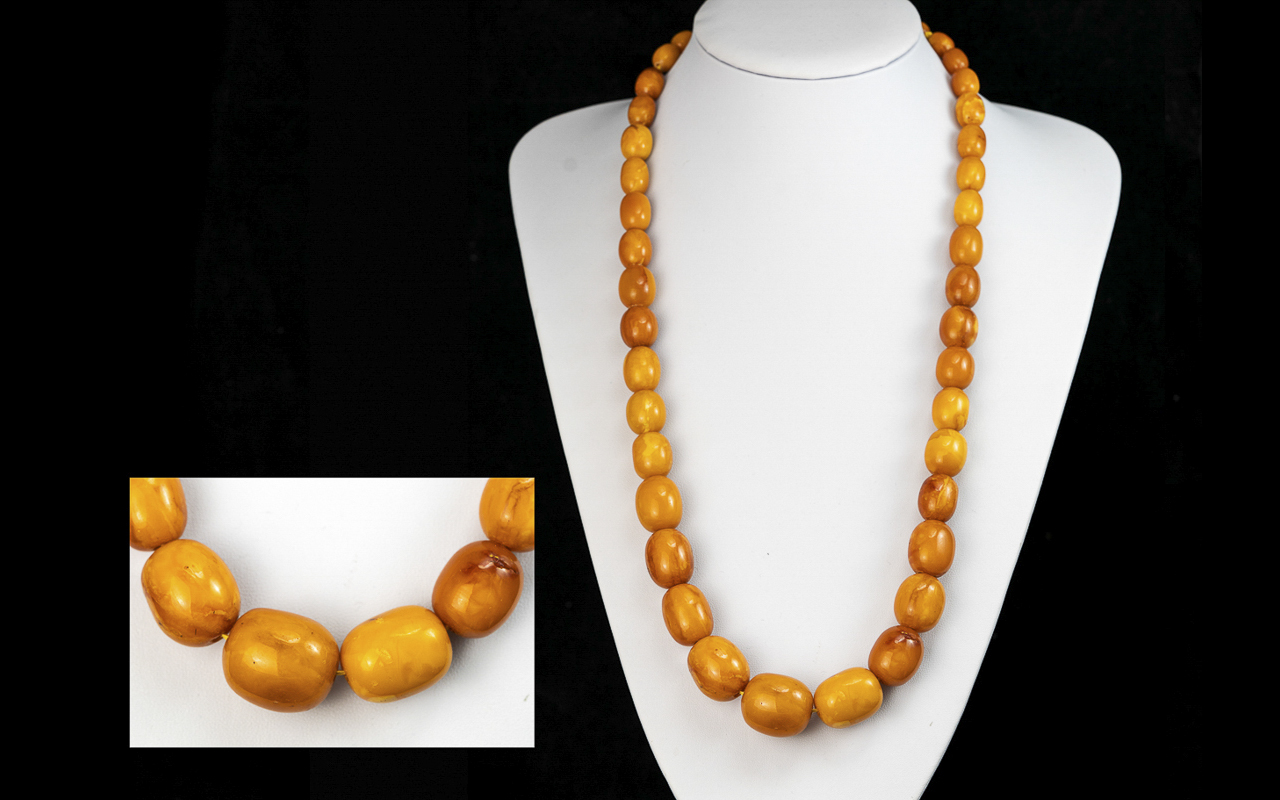 Superb Quality Early 20th Century Natural Butterscotch Amber Beaded Necklace, of wonderful rich - Image 2 of 2