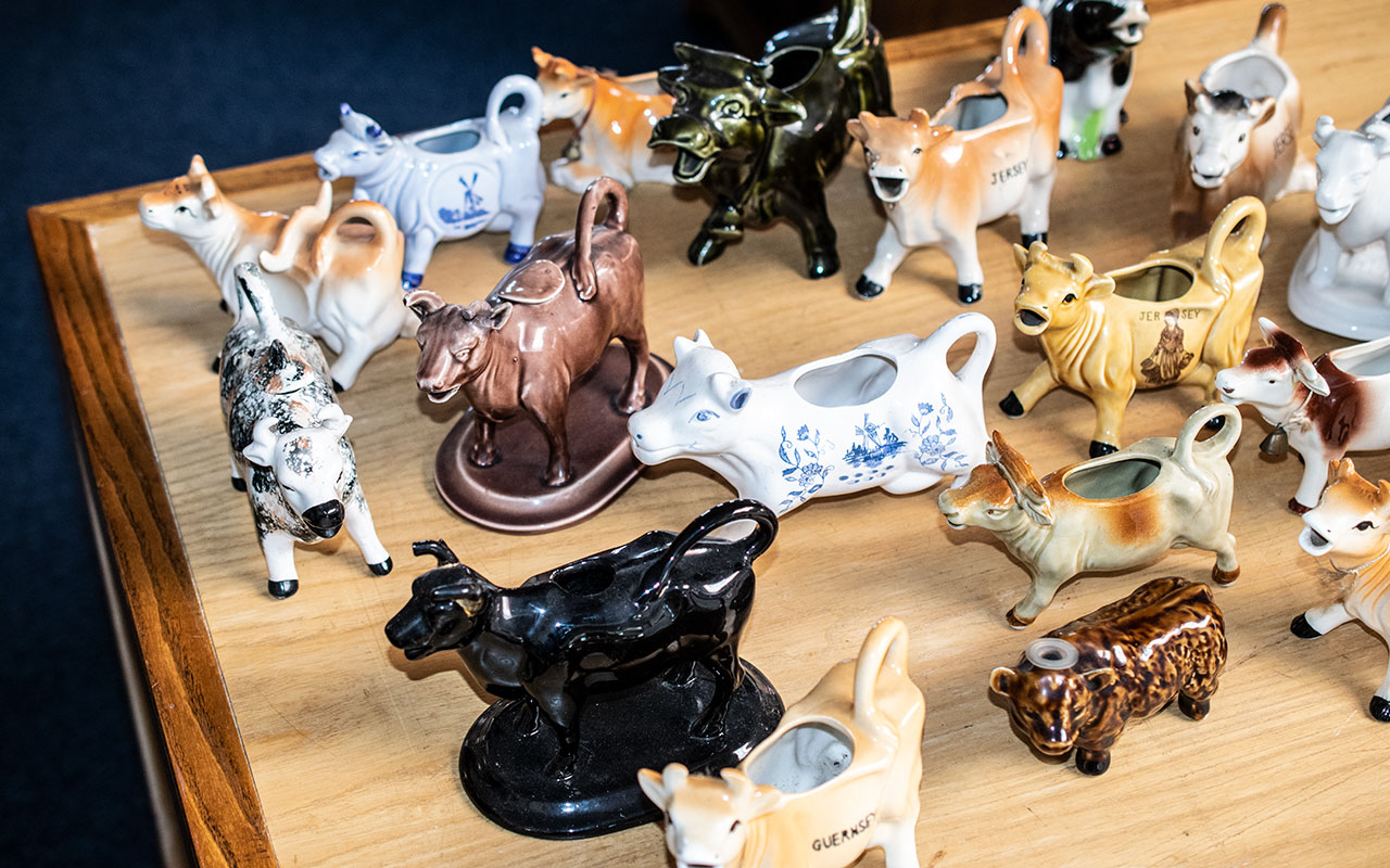 Large Good Collection of Porcelain Cow Creamers. Various Shapes, Sizes and Makes. Includes - Image 2 of 3