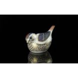 Royal Crown Derby Paperweight 'Wren', with gold stopper, measures 3.5'' long x 2'' high. Excellent