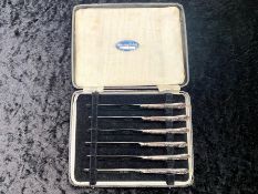 Boxed set of Sterling Silver Handled Butter Knives, Stainless Steel blades, in original fitted