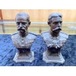Two Bronzed Military Busts, depicting Lord Kitchener and Lord Roberts. Measure 6.5'' high.