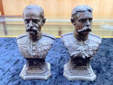 Two Bronzed Military Busts, depicting Lord Kitchener and Lord Roberts. Measure 6.5'' high.