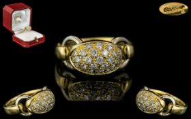 Cartier - Signed 18ct Gold and Diamond Set Dress Ring. Stamped Cartier to Interior of Shank, With