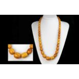 Superb Quality Early 20th Century Natural Butterscotch Amber Beaded Necklace, of wonderful rich