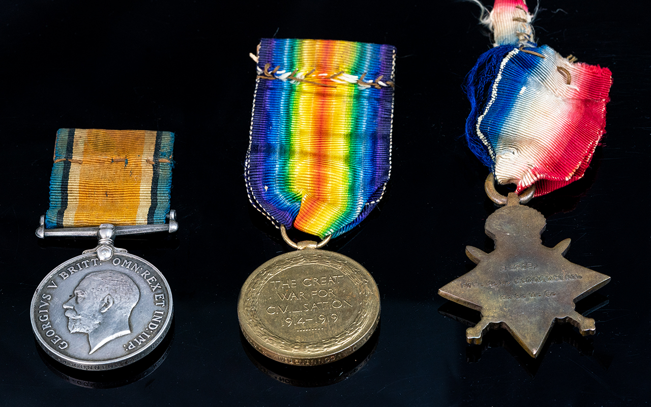 WW1 Group Of Three Medals To Include 1914-15 Star, War Medal And Victory Medal, All Awarded To 38218