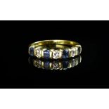 Ladies - Contemporary Designed 18ct Gold Blue Sapphire and Diamond Set Ring. The Cornflower Blue