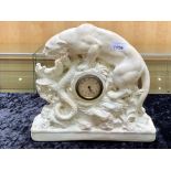 A Panther and Snake Alabaster Base with a Central Clock (1920's) number RD803644 marked OP267.