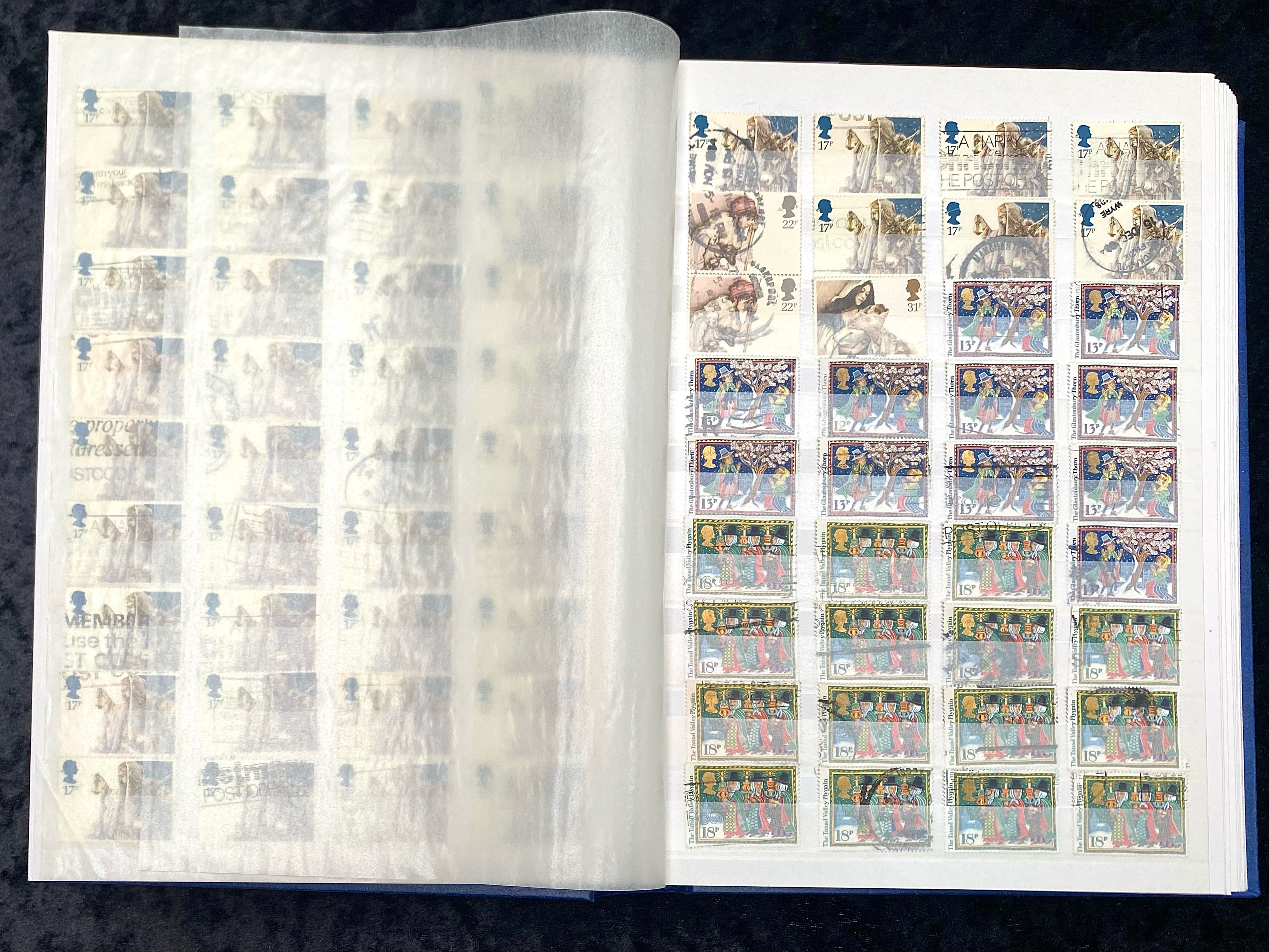 Stamp interest: Blue A4 stamp stockbook in good condition - (These are over £20 alone), crammed with - Image 4 of 6