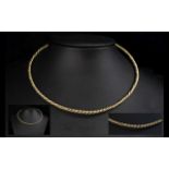 Superb 9ct Gold Rope Twist Design Choker / Necklace with ball design ends, the choker expands and