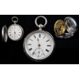 Victorian Period Sterling Silver Keywind Open Faced Pocket Watch, English lever, hallmarked