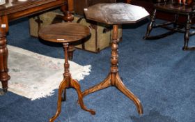 An Early 20th Century Oak Occasional Table Hexagonal Top Raised On A Turn Support With Three Legs.